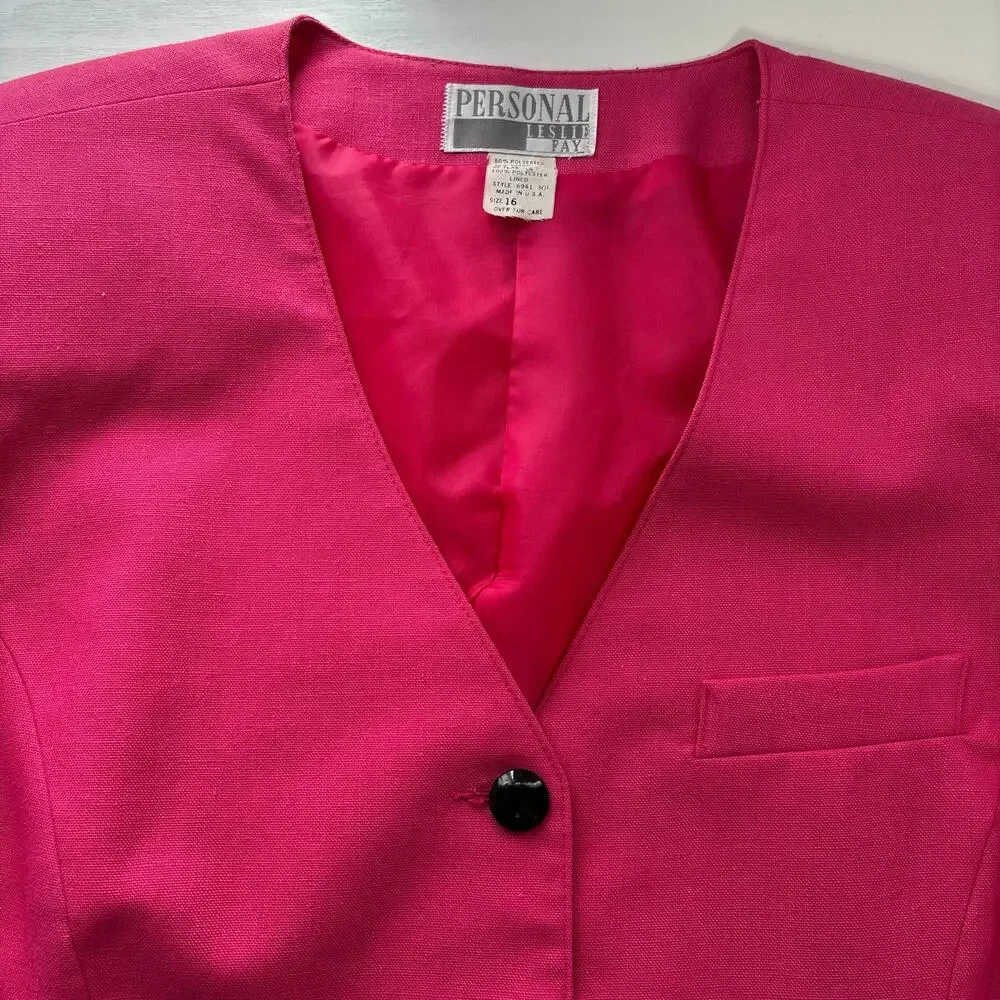 Vintage Leslie Fay Personal Pink Blazer Size 16